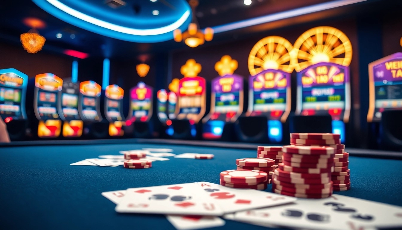Jouez à des jeux captivants de casino en ligne avec un décor animé et sophistiqué.