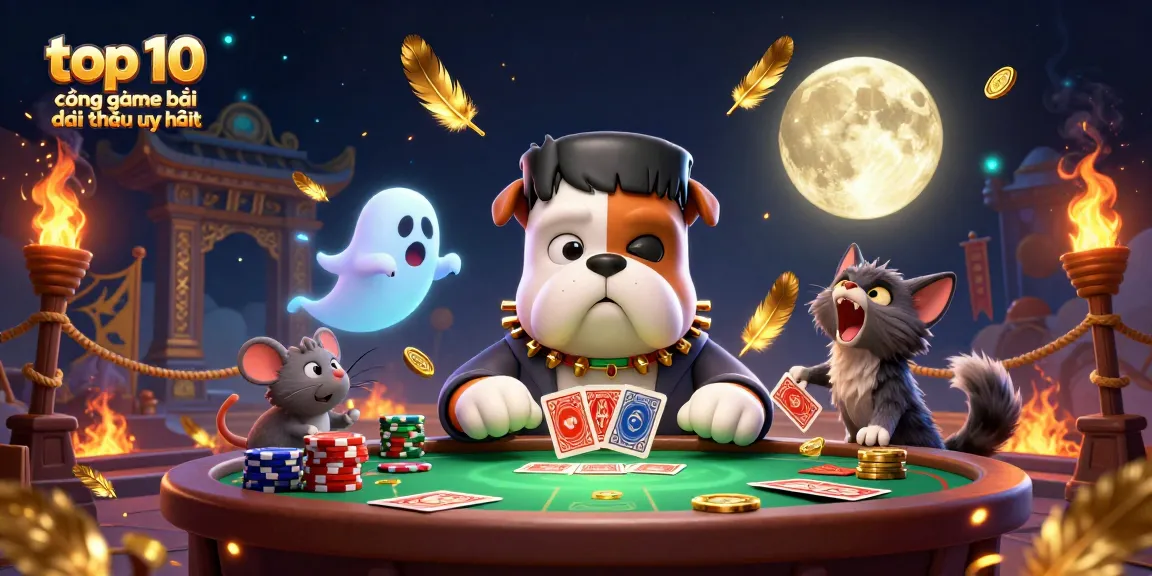 Engage with the thrilling top 10 cổng game bài đổi thưởng uy tín illustrated by a vibrant casino scene featuring unique characters.
