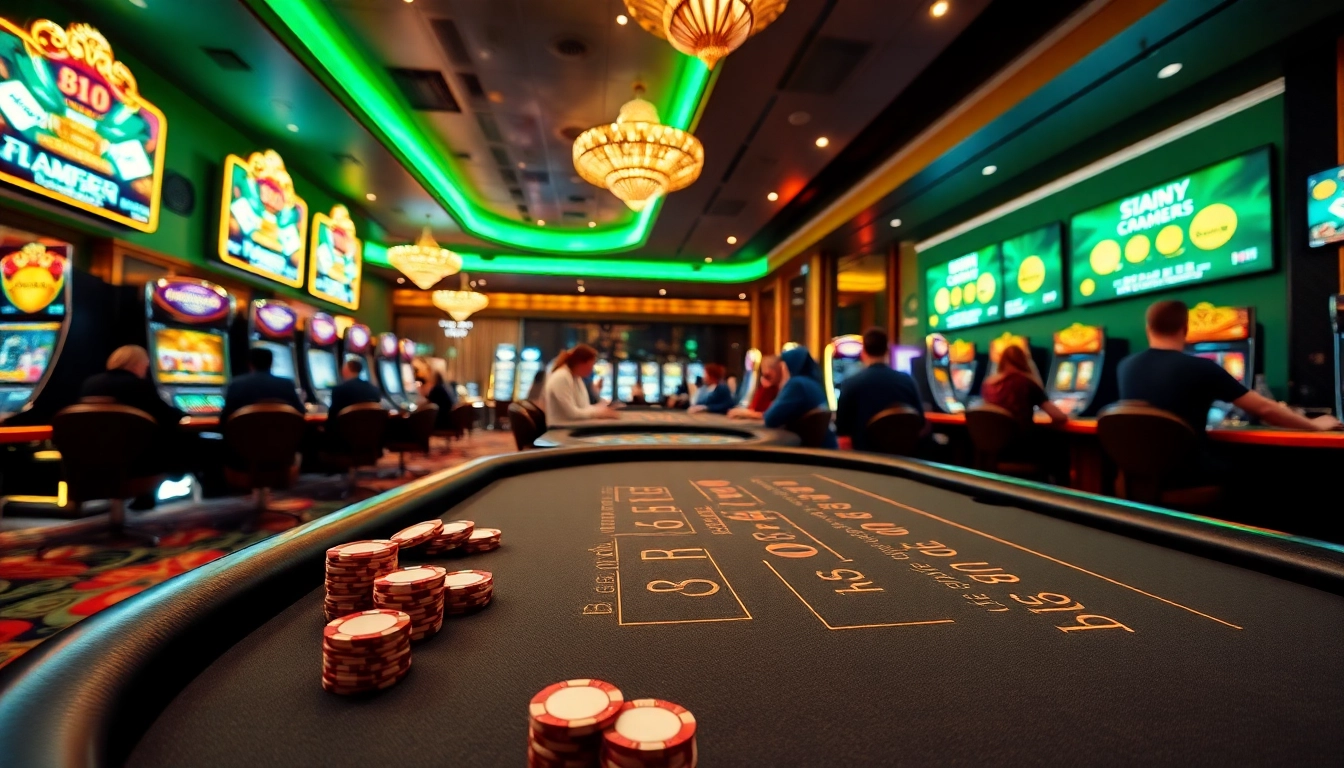 Visitez un casino crypto moderne avec des joueurs enthousiastes participant à des jeux de plateforme.