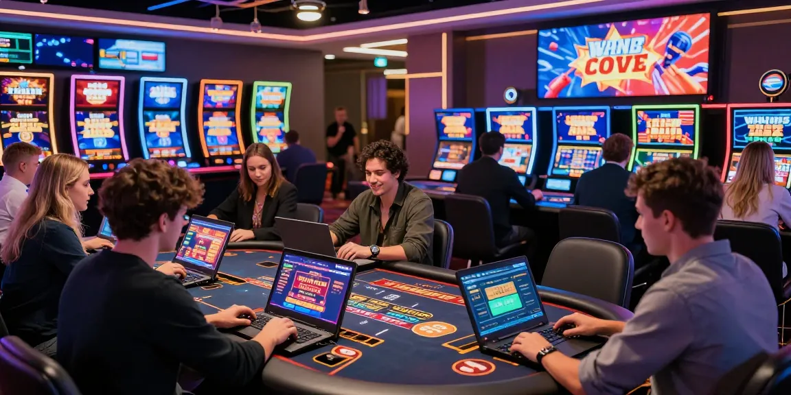 Expérience immersive de casino en ligne, mettant en avant des joueurs profitant de jeux variés tout en cherchant les meilleures offres.