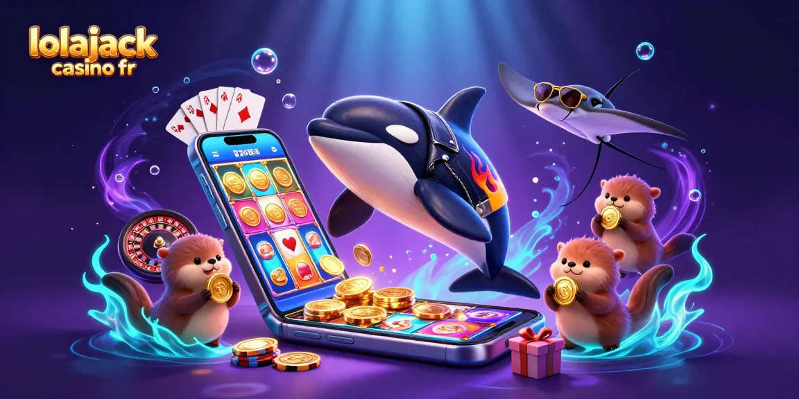 Experience the thrill of lolajack casino fr with a vibrant scene of 3D characters and casino elements.