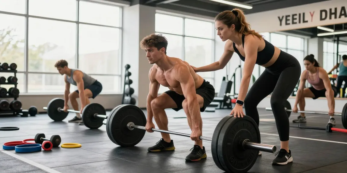 Muscle training à la Steroide Boutique, homme et femme s'entraînant dans une salle de gym moderne.