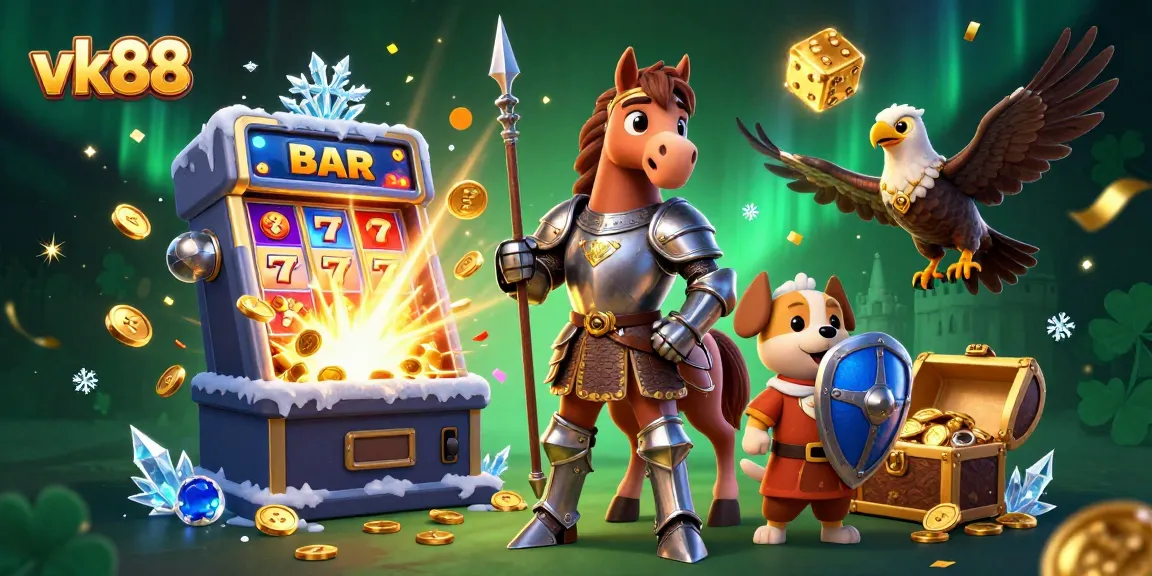 Experience thrilling gameplay with vk88's dynamic casino scene featuring slot machines and engaging characters.