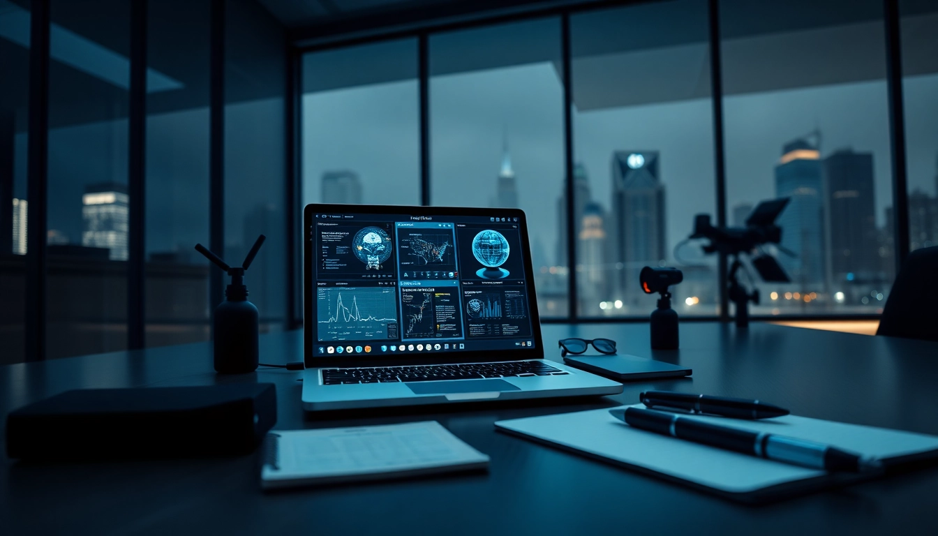 Analyse des données avec application espion dans un bureau moderne. related image