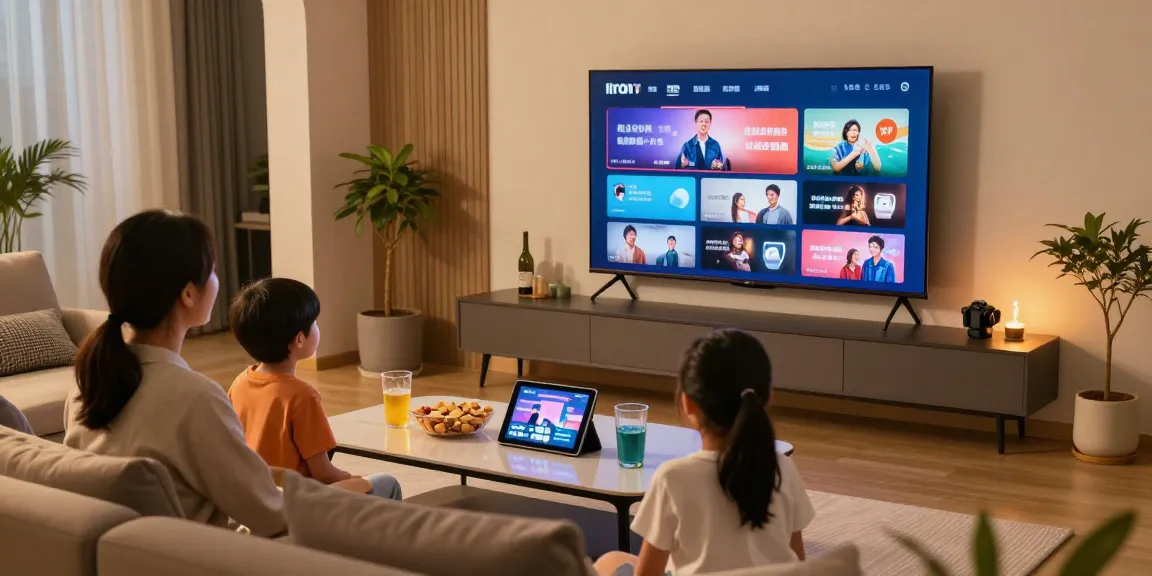 Family enjoying Iron TV streaming in a cozy living room.