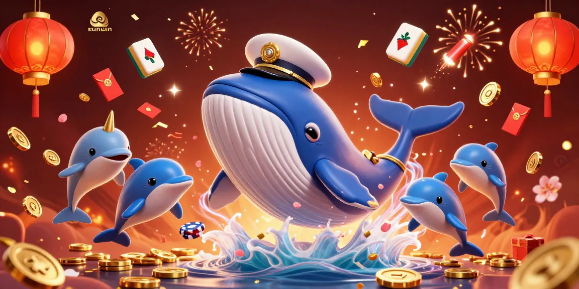 Win big with Sunwin's thrilling 3D casino adventure featuring a captain whale and playful dolphins!