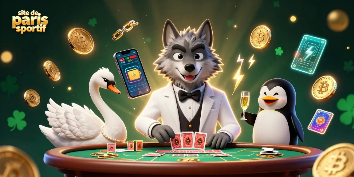 Le site de paris sportif recrée une scène de jeu captivante avec des personnages animés et des éléments graphiques dynamiques.