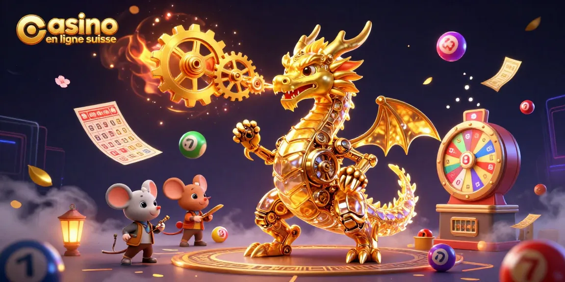 Plongez dans l'univers de casino en ligne suisse avec un dragon mécanique vivant au milieu de jeux de loterie dynamiques.