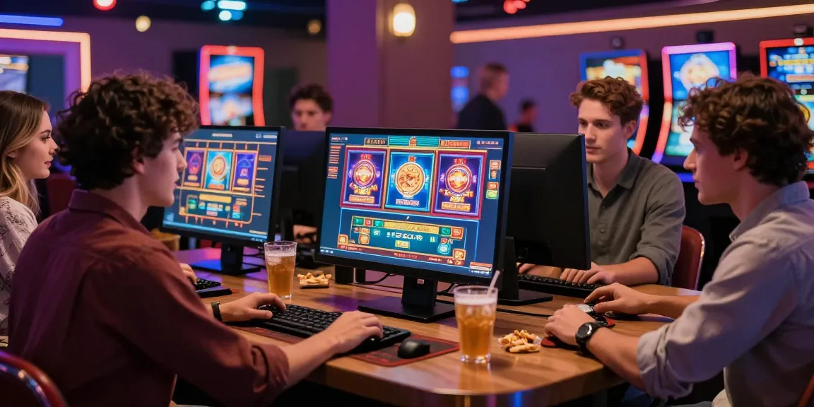 Des amis jouant ensemble sur un casino en ligne, ambiance festive autour des jeux de casino.