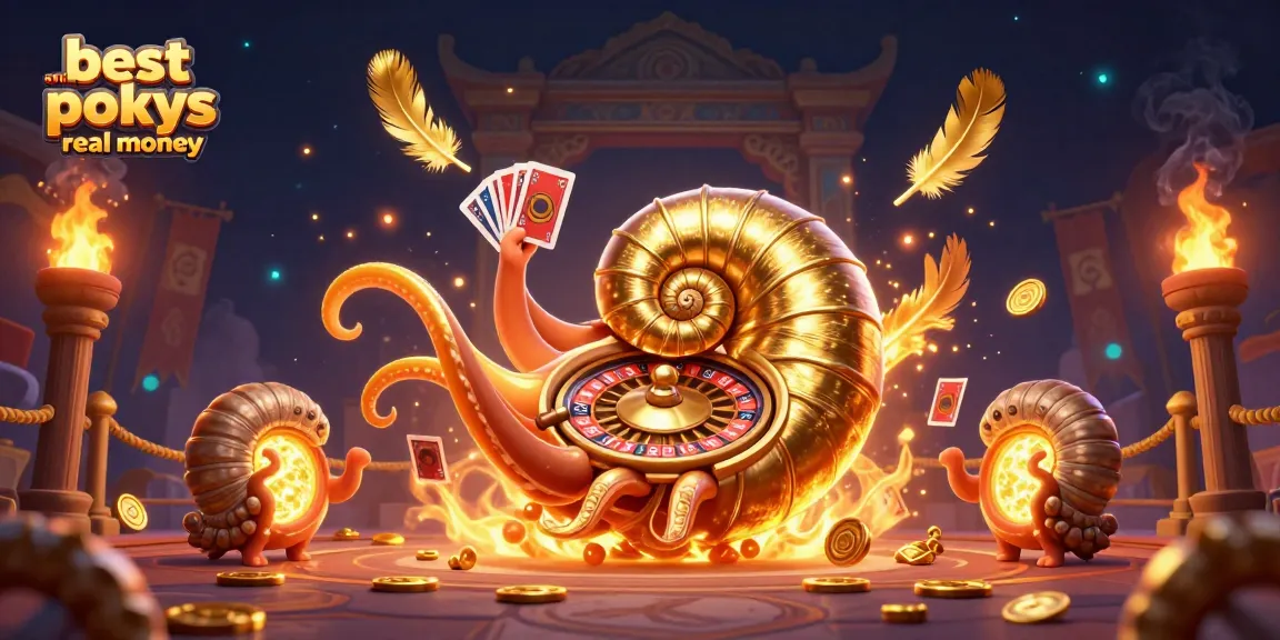 Experience the thrill of the best online pokies real money with a dynamic 3D casino illustration showcasing vibrant characters and elements.