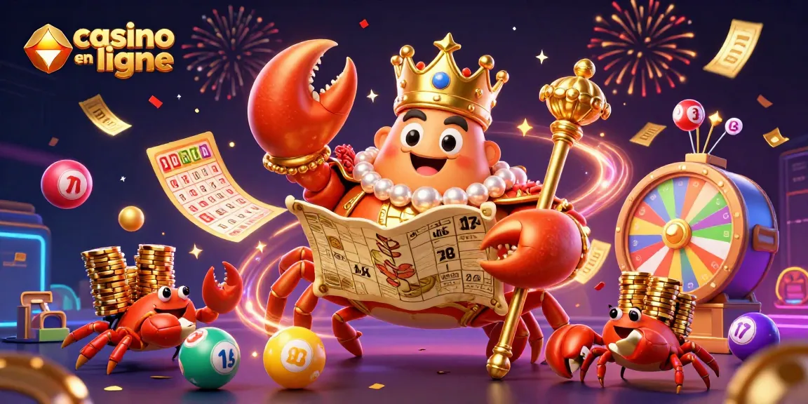 Profitez de l'expérience de casino en ligne avec le crabe empereur et un monde de jeux colorés.